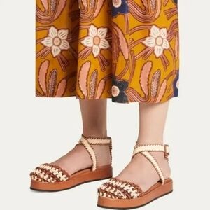 Ulla Johnson Polonio Crochet Lambskin Flatform Sandals NWOT